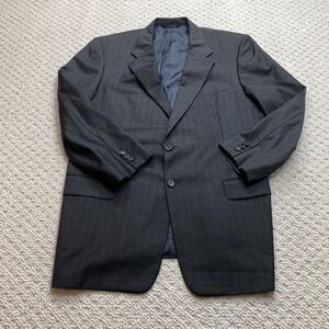 Hickey Freeman Men's 43 Blue Striped 100% Wool Boardroom Suit Jacket Blazer